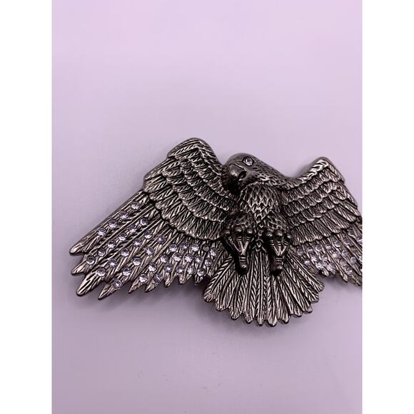 Vintage Large Metal Eagle Belt Buckle With Rhinestones 5" - Picture 2 of 7